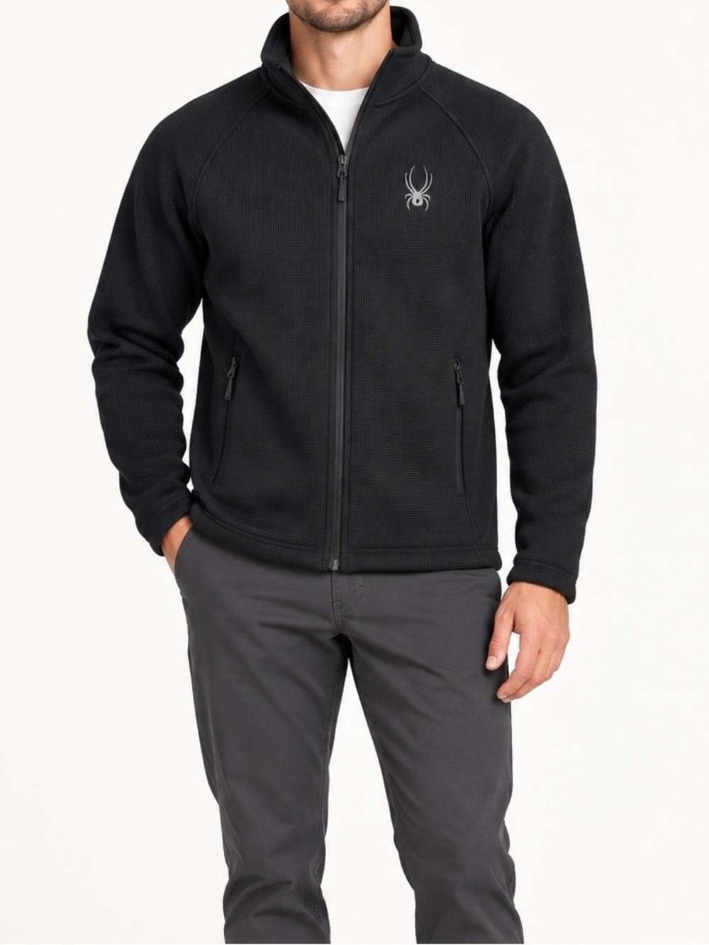 Spyder Men’s Black Sweater Fleece Full-Zip Jacket Small